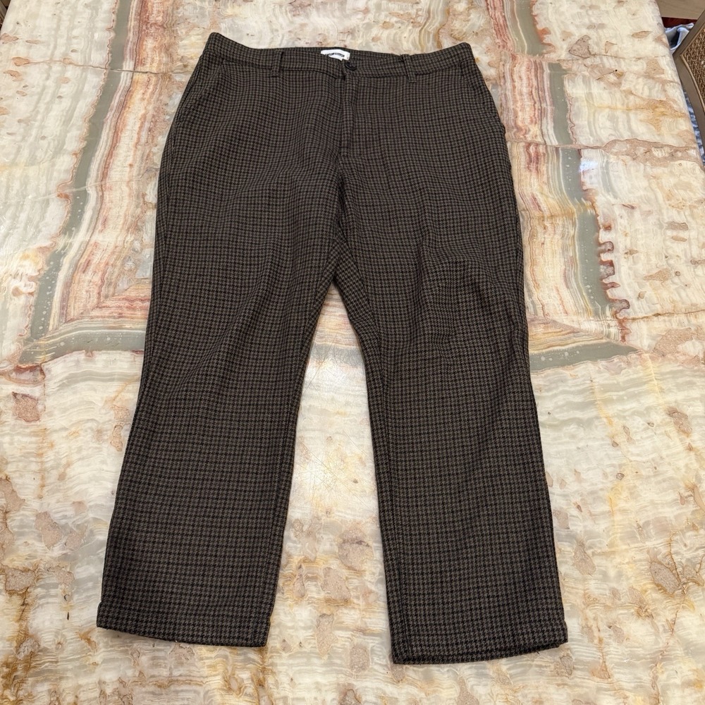 Taylor Stitch Houndstooth Wool‎ Blend Pants Mens Brown Tailored Casual 34